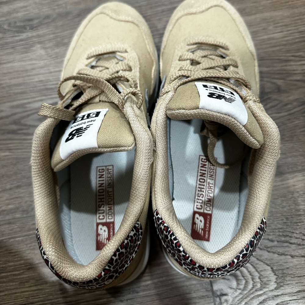 New Balance Beige Canvas Women's Sneakers with Leopard Heel Accent - Picture 3 of 6